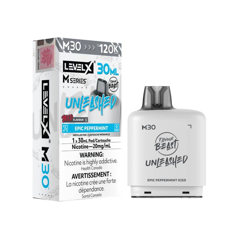 Level X M Series M30 120K Flavour Beast Epic Peppermint Iced prefilled vape pod with retail packaging