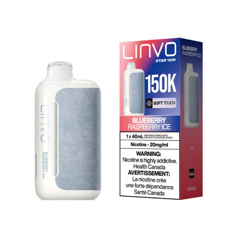 LINVO Star 150K Blueberry Raspberry Ice disposable vape with retail packaging
