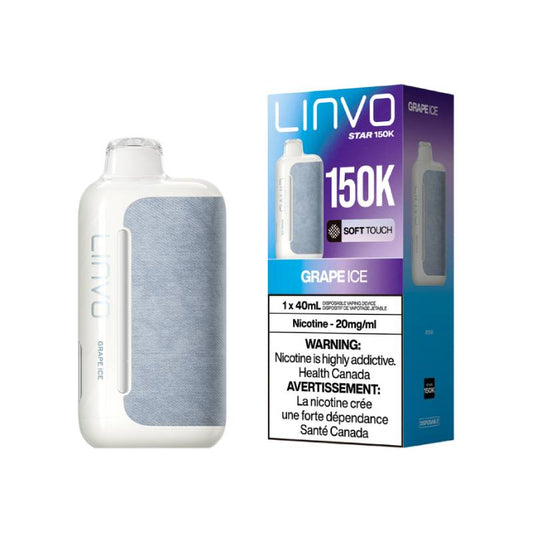 LINVO Star 150K Grape Ice disposable vape with retail packaging