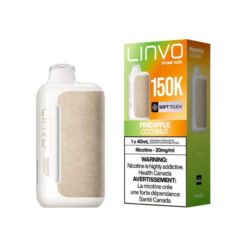 LINVO Star 150K Pineapple Coconut disposable vape with retail packaging