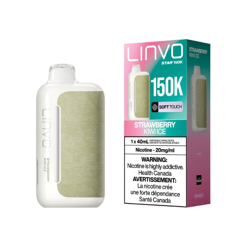 LINVO Star 150K Strawberry Kiwi Ice disposable vape with retail packaging