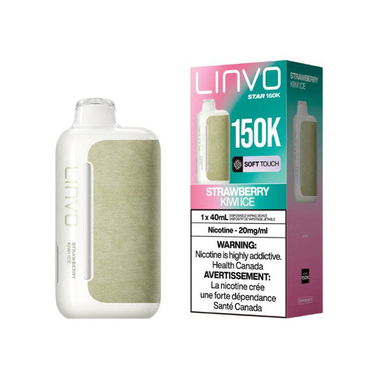 LINVO Star 150K Strawberry Kiwi Ice disposable vape with retail packaging