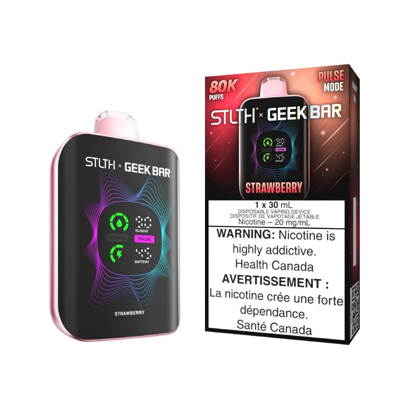 STLTH x GEEK BAR 80K Strawberry disposable vape with retail packaging